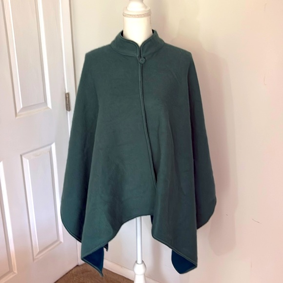 Vintage reversible Green Wool Cape - Picture 1 of 5